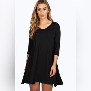 BooHoo Plus V Neck Swing Dresses